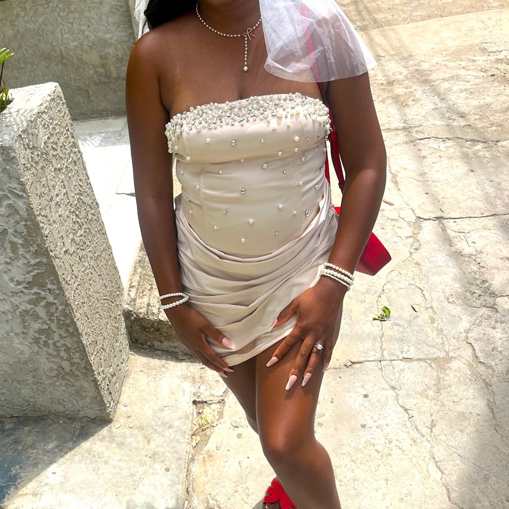Fashion Nova Mini dress with pearls & rhinestone